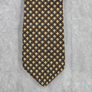 Kenneth Cole New York Brown Blue Geometric Silk Executive Mens Neck Tie OS